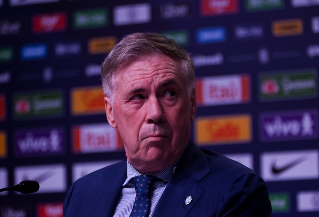 Carlo Ancelotti in a Brazil press conference.