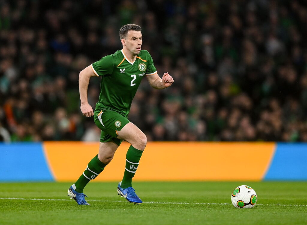 Seamus Coleman playing for Ireland.
