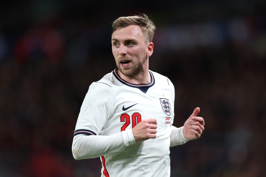 Jarrod Bowen playing for England.