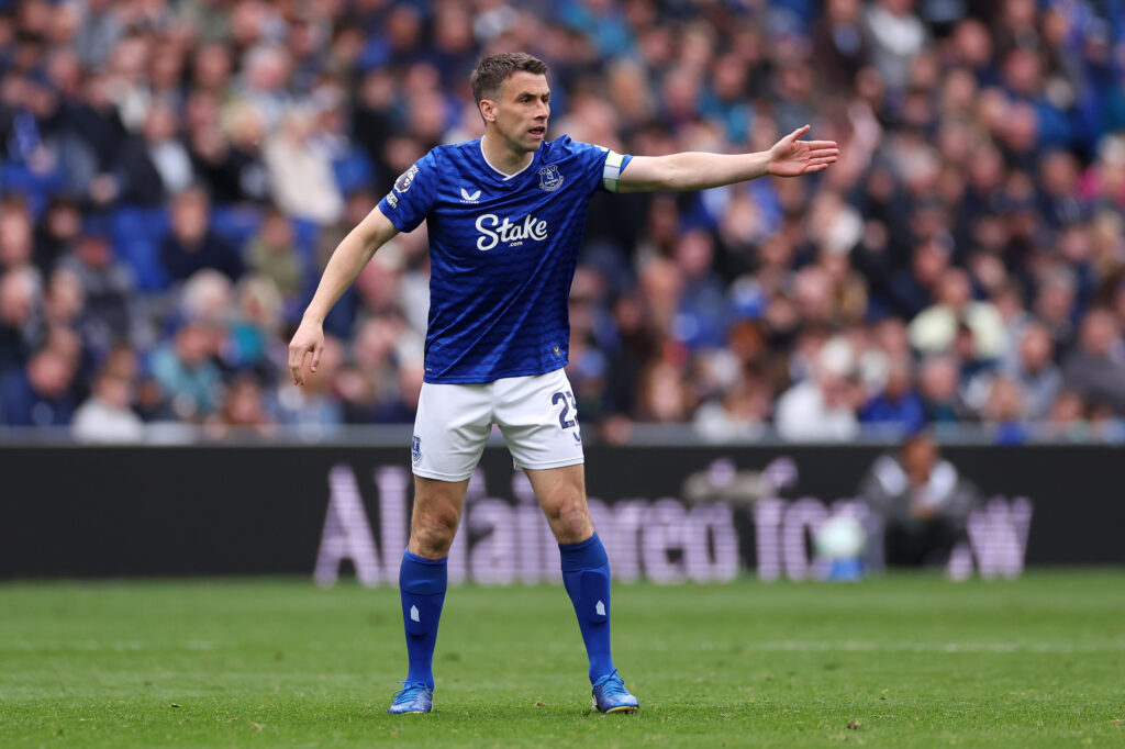 Seamus Coleman playing for Everton.