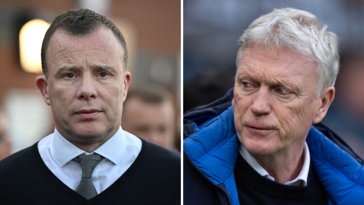 Angus Kinnear ahead of Leeds United vs Liverpool. David Moyes reacts during Newcastle United vs Everton.