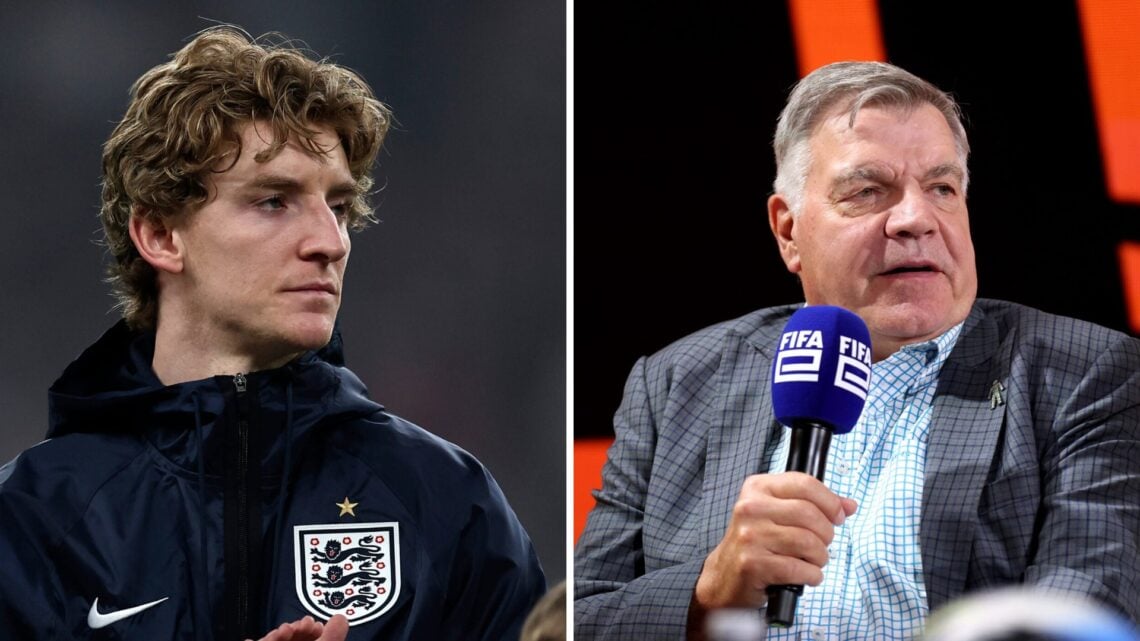 Anthony Gordon lines up for England at Wembley Stadium. Sam Allardyce speaks at a media appearance.
