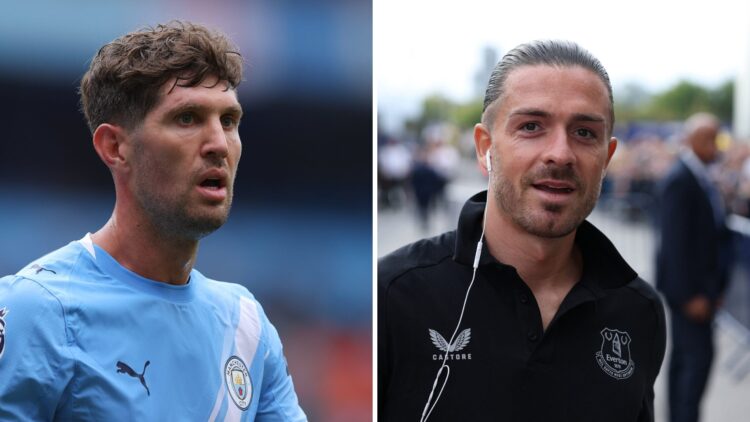 John Stones playing for Manchester City vs Tottenham Hotspur. Jack Grealish ahead of Leeds United vs Everton.