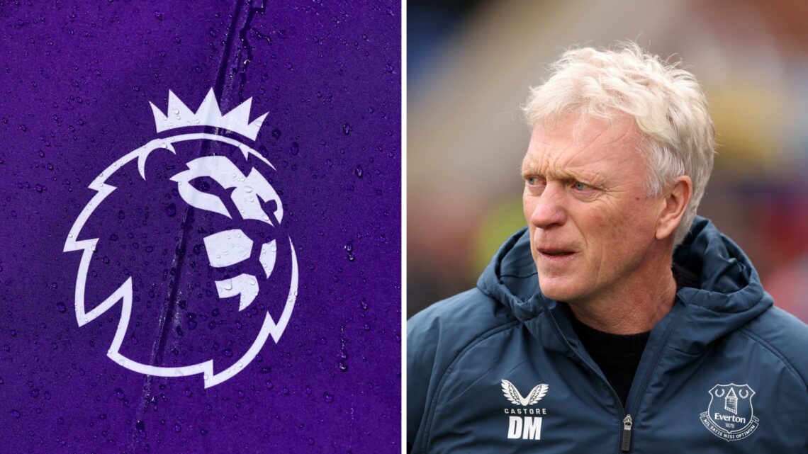 Premier League logo. David Moyes reacts during Crystal Palace vs Everton.