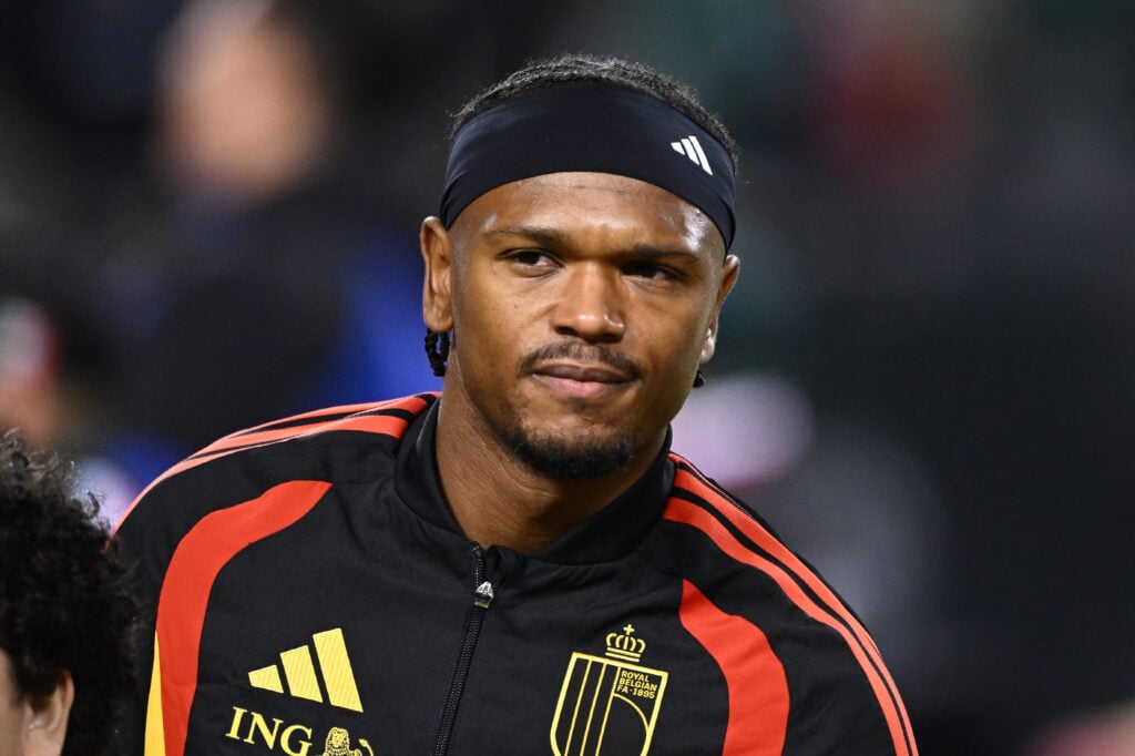 Lois Openda ahead of playing for Belgium.