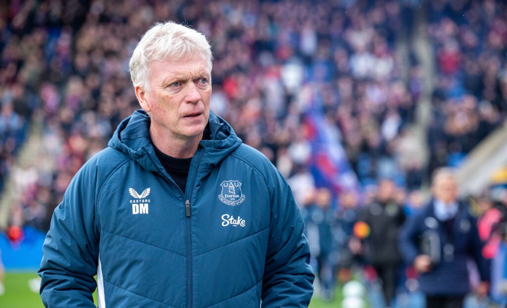 David Moyes looks on.