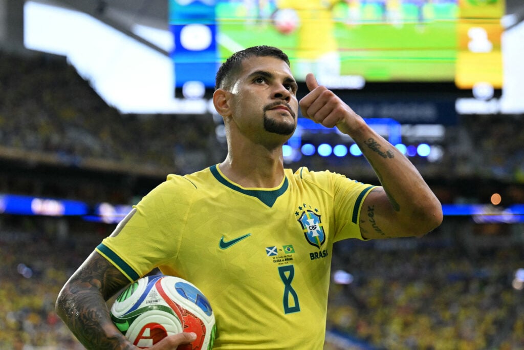 Bruno Guimaraes playing for Brazil.