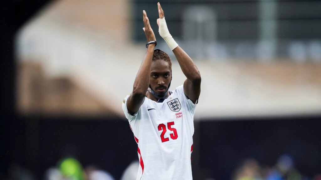 Djed Spence of England gestures during the FIFA World Cup