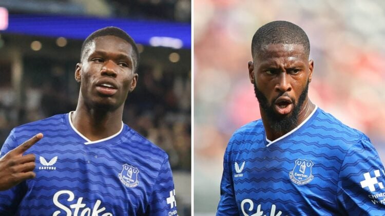 Thierno Barry playing for Everton (left), Beto playing for Everton (right)