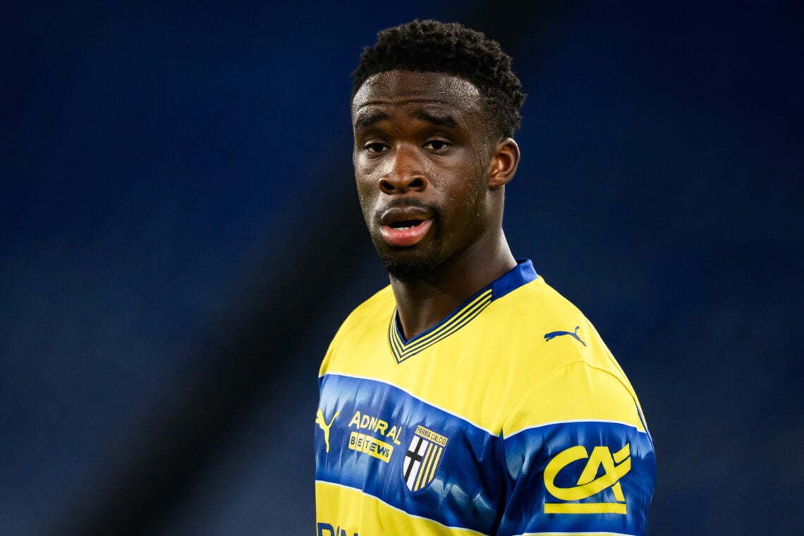 Lamine Mandela Keita of Parma Calcio looks on during the Serie A 2025/2026 football match between SS Lazio and Parma Calcio at Stadio Olimpico. Rom...