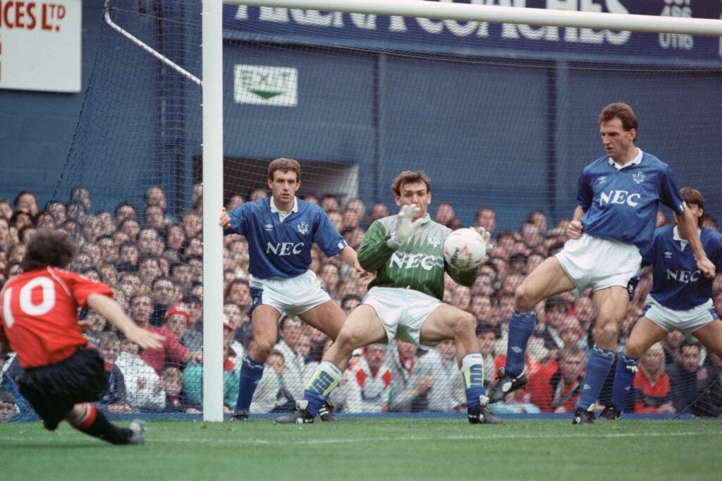 Neville Southall makes a save.