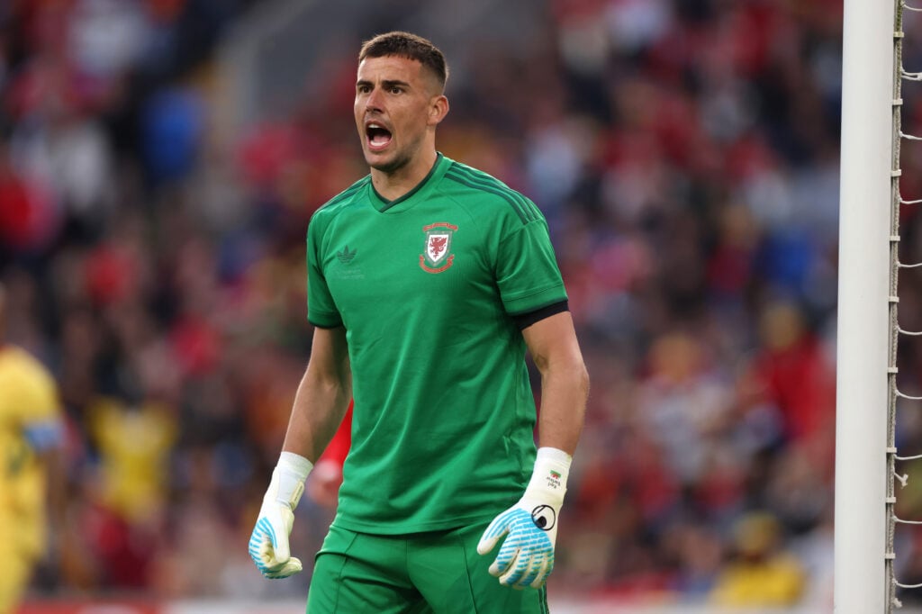 Karl Darlow playing for Wales.