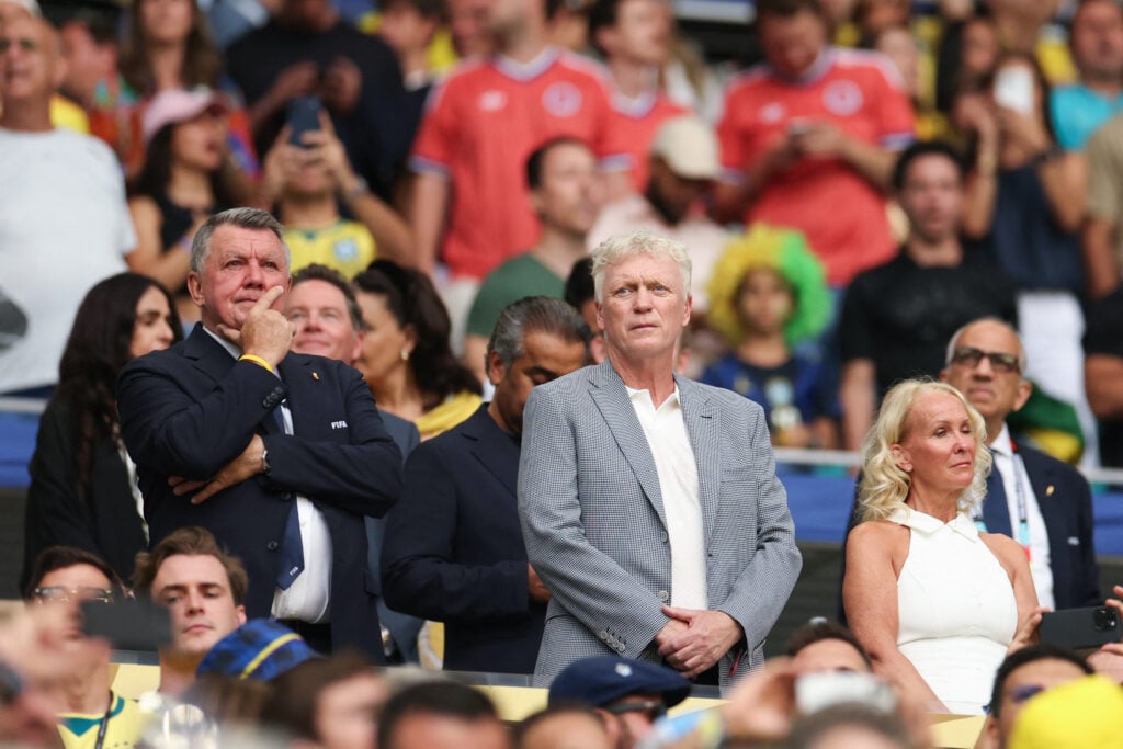 David Moyes watches Scotland vs Brazil.
