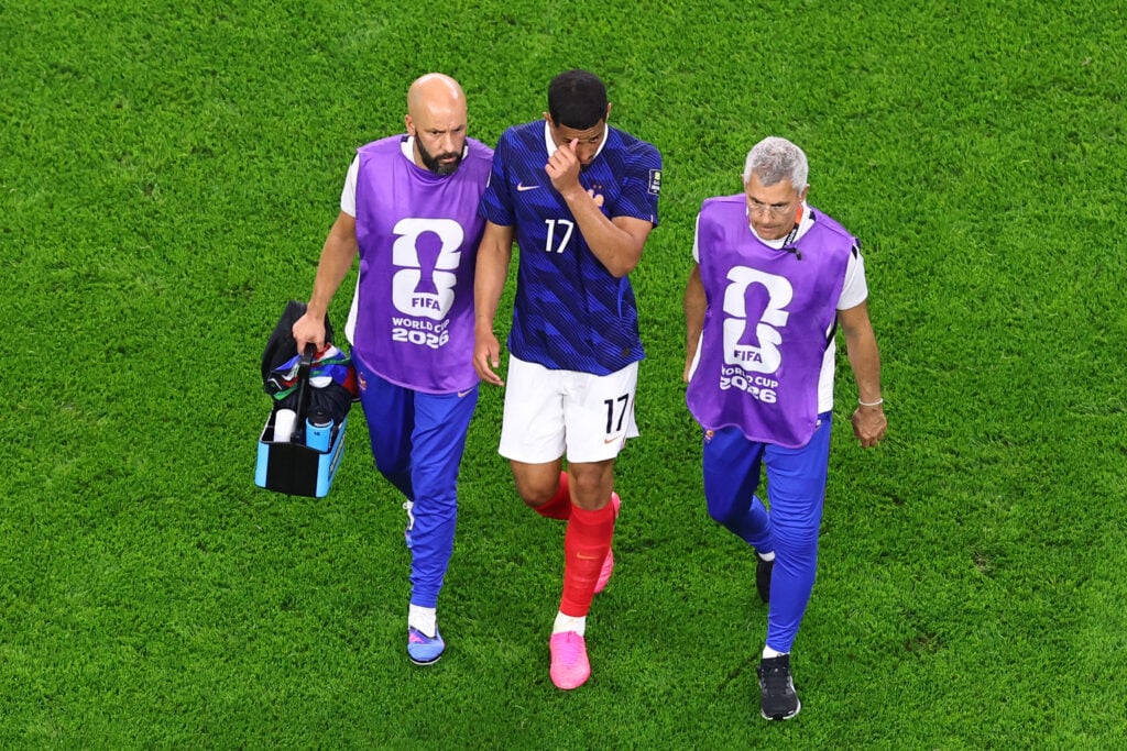 William Saliba comes off injured for France.