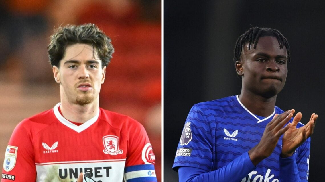 Hayden Hackney playing for Middlesbrough (left), Tyrique George playing for Everton (right)