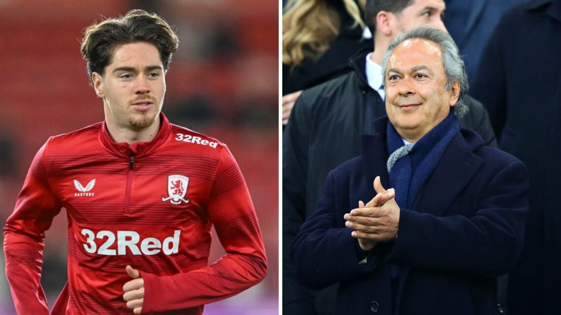Hayden Hackney reacts during Middlesbrough v Charlton Athletic. Farhad Moshiri attends Everton vs Liveprool.