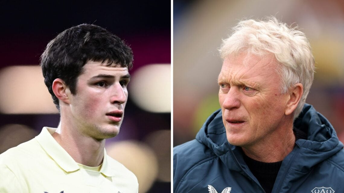 Merlin Rohl playing for Everton (left), David Moyes managing Everton (right)