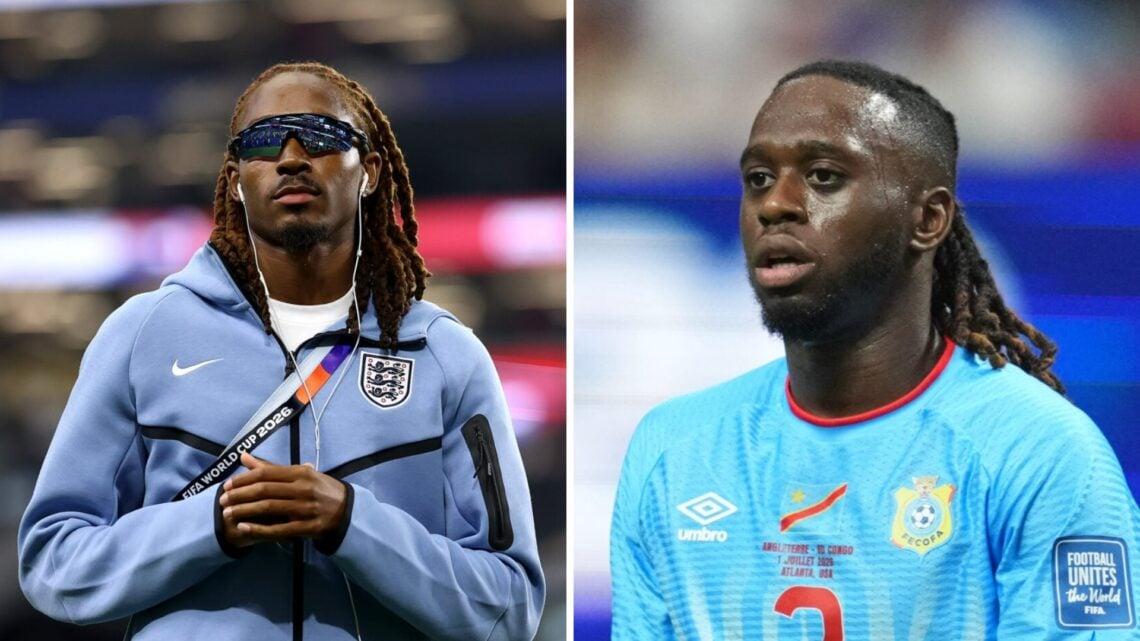 Djed Spence ahead of playing for England (left), Aaron Wan-Bissaka playing for DR Congo (right)