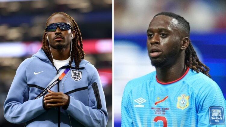 Djed Spence ahead of playing for England (left), Aaron Wan-Bissaka playing for DR Congo (right)